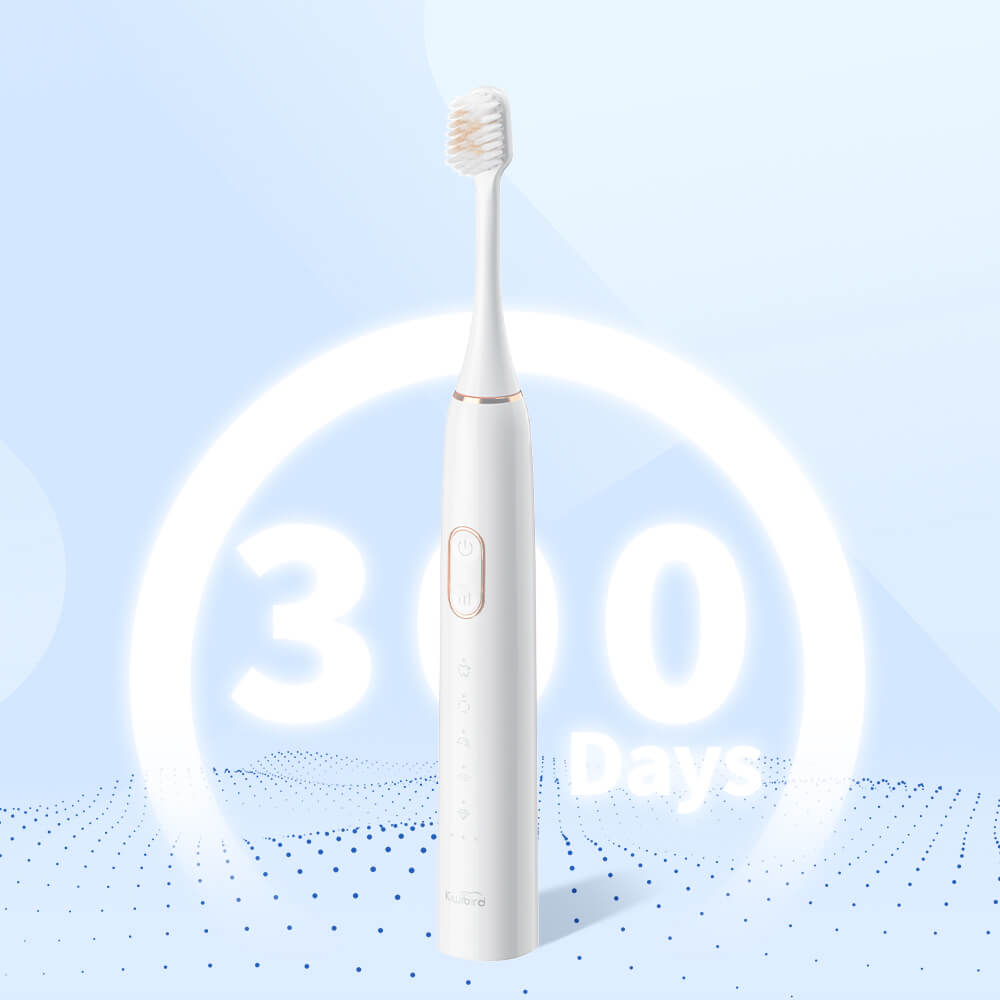 white electric toothbrush for up to 300 days